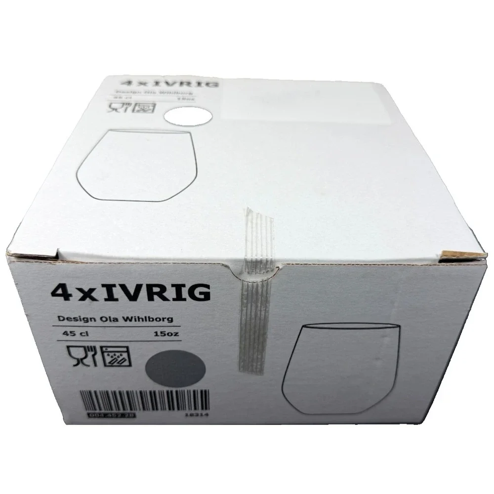 IKEA IVRIG Set Of 4 Wine Drink Glasses Grey 004.452.28 / 18314 45cl 15oz NEW